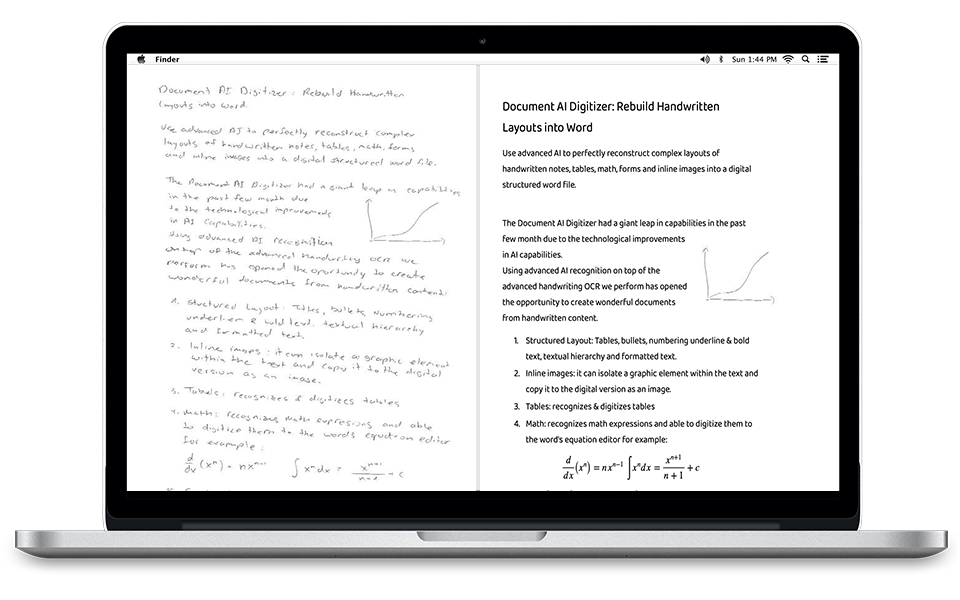 Convert handwriting to formatted text with AI